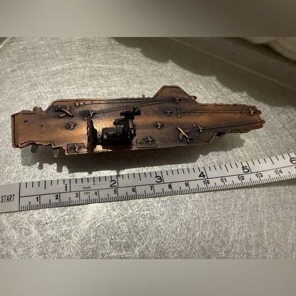 Vintage Aircraft Carrier Ship Pencil Sharpener – Bronze Tone – New - Picture 6 of 17